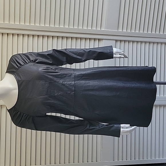 do be leather dress DO+BE | Dresses | Dobe Womans Sz M Faux Leather Dress Puff Long Sleeve  Fitted Waist Knee Length
